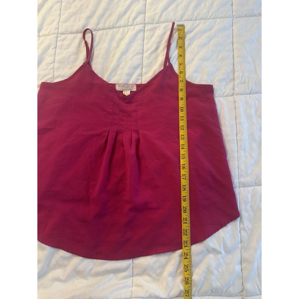 Forever 21 Cami Camisole Pink Large Pleated Front V-neck Fuschia Old Money - Picture 4 of 7